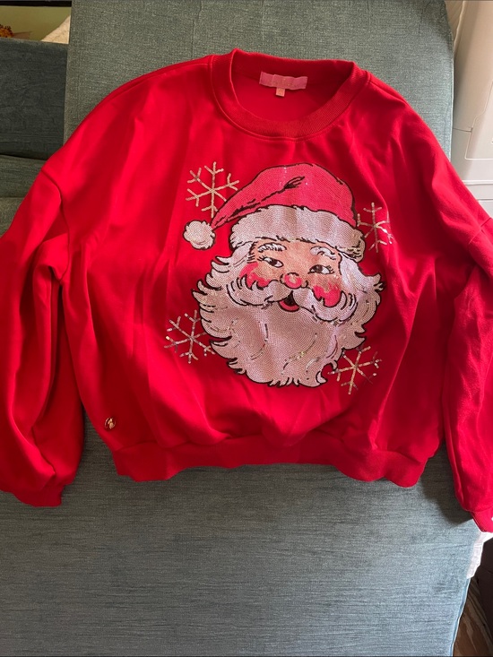 Simply Southern Sweaters - Simply Southern Red Santa Sequin Crewneck Sweater